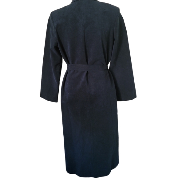 Vintage Lilli Ann Blue Ultra Suede Open Front‎ Tie Waist Midi Coat Union Label - Picture 4 of 5